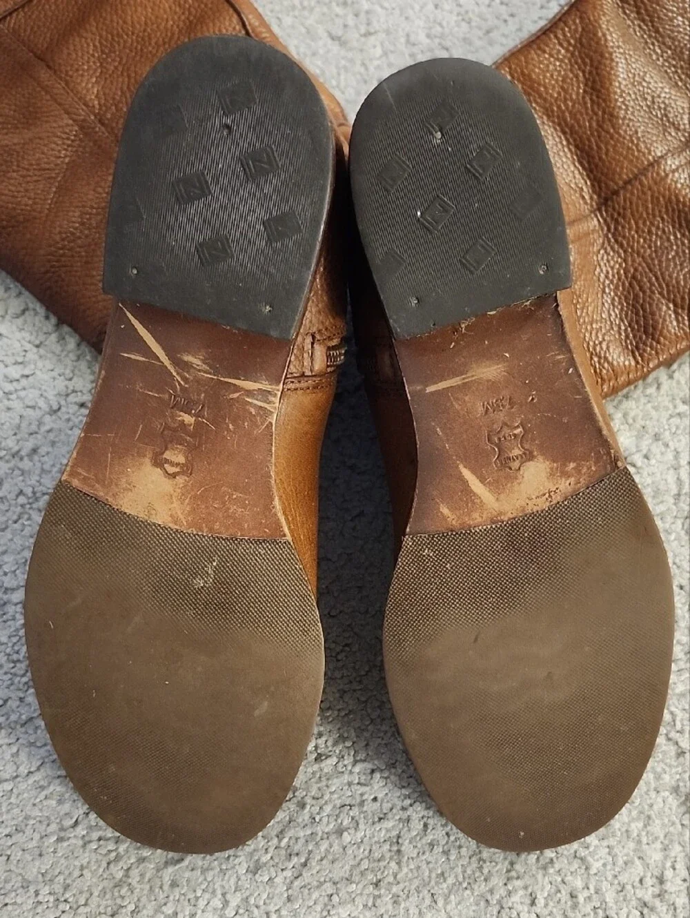Tory Burch Cognac Leather Knee-High Boots with Gold Logo
